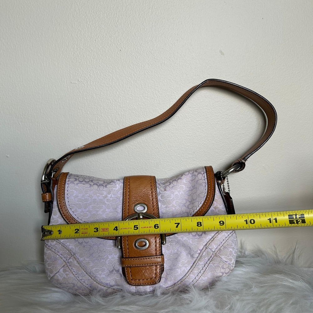 Coach Soho F12308 Lilac Signature Canvas Leather Shoulder Bag Fair - Picture 10 of 12